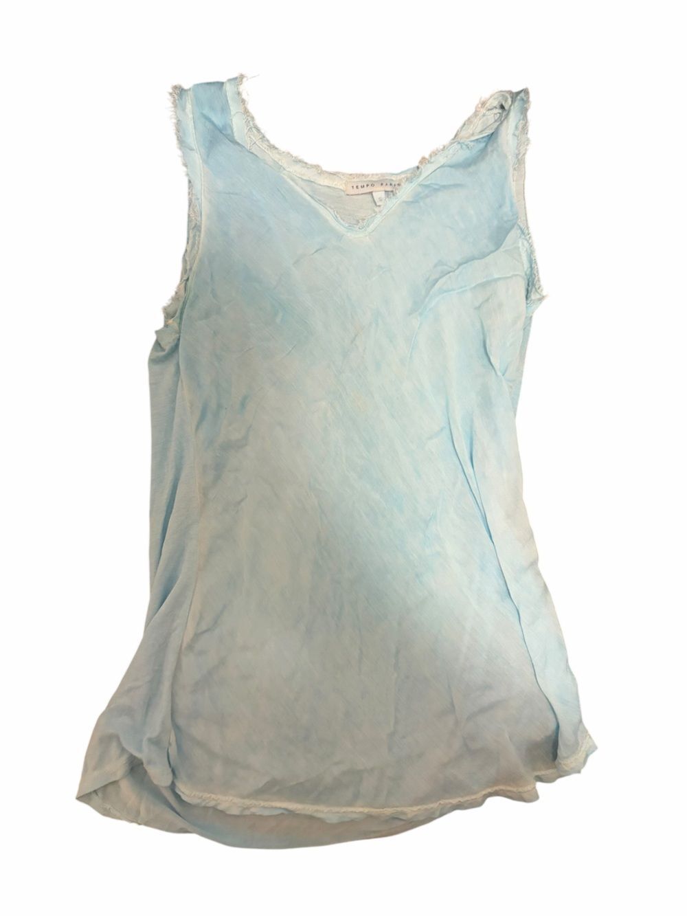 Tempo Paris Pale Blue Frayed Edge Tank